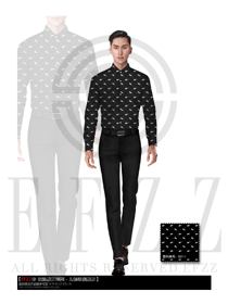 時尚黑色男款職業裝長袖襯衫款式設計圖266 