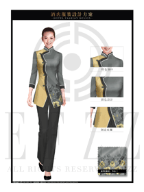 新款淺灰色女款中餐服務員制服設計圖1952