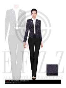 時尚星座花紋女款職業套裝制服設計圖1352