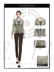 新款淺黃色女款中餐服務(wù)員制服設(shè)計圖1973