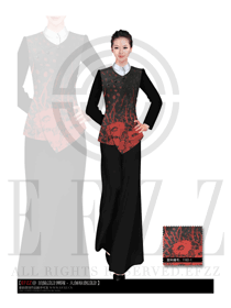 時尚紅色女款酒店中餐咨客服裝款式效果圖654