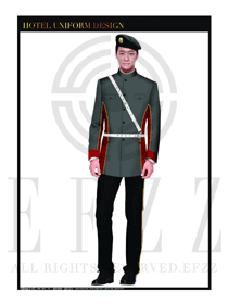 原創(chuàng)制服設計淺灰色男款獵裝保安服裝款式圖285