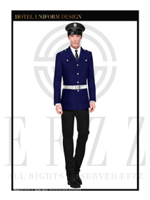 原創制服設計藍色男款獵裝保安服裝款式圖288