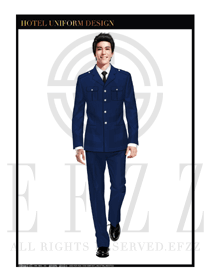 臧藍(lán)色長(zhǎng)袖男款獵裝保安服款式效果圖290