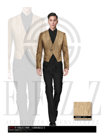 新款卡其色男款西餐服務員制服設計圖1179