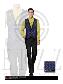 新款深藍色馬甲款西餐服務員制服設計圖279