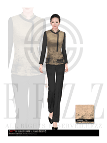 卡其色水墨畫女款星級酒店客房服務(wù)員服裝款式圖529