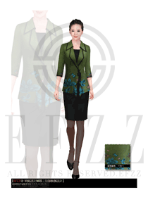 新款墨綠色女款酒店大堂經(jīng)理制服設(shè)計圖907