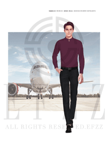 原創(chuàng)設(shè)計(jì)棗紅色長(zhǎng)袖男款空乘制服款式圖807