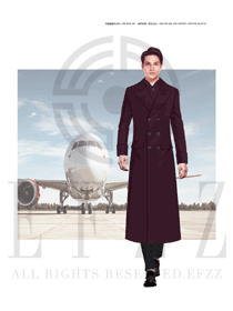 原創設計棗紅色男款大衣款空乘制服款式圖810