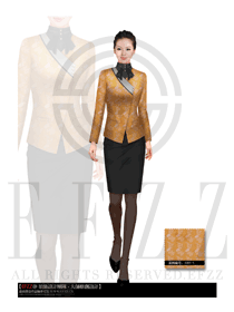 時尚淺黃色女款星級酒店大堂經理服裝款式圖931