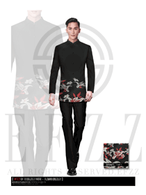 新款黑色長袖男款中餐服務員制服設(shè)計圖1767