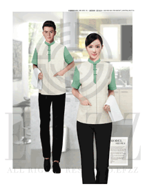 原創設計米白色男女款客房服務員服裝款式圖633