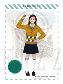 橙色女款學(xué)生服校服款式設(shè)計圖005