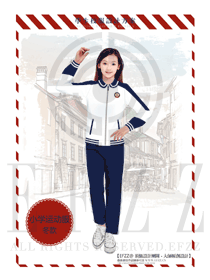 原創(chuàng)設(shè)計(jì)藏藍(lán)色長(zhǎng)袖女款運(yùn)動(dòng)裝學(xué)生服制服款式圖013