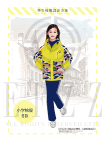 黃色女款學(xué)生服校服款式設(shè)計(jì)圖015