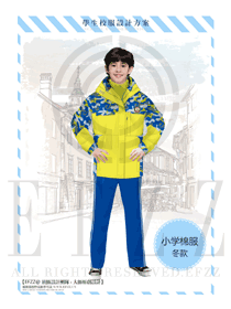 時尚黃色男款學(xué)生服校服款式設(shè)計圖016