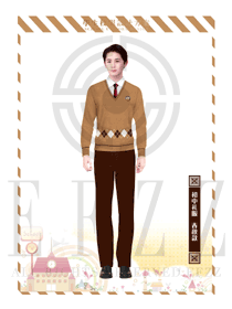 時(shí)尚咖啡色男款學(xué)生服校服款式設(shè)計(jì)圖020