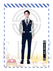 臧藍色長袖男款學生服校服款式設計圖022