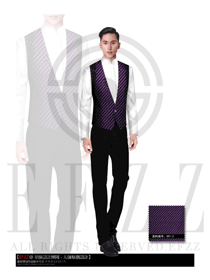 時尚紫色馬甲款中餐服務員制服設計圖1344