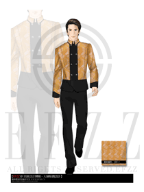 新款淺黃色男款中餐服務員制服設計圖1253