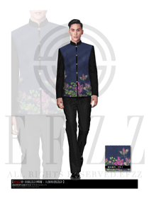 長袖男款中餐服務員制服設計圖1064