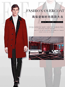 時尚棗紅色男職業(yè)裝大衣服裝款式圖106