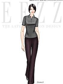 原創(chuàng)設(shè)計深灰色女職業(yè)裝T恤服裝款式圖029