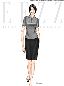 淺灰色女職業裝T恤服裝款式效果圖030