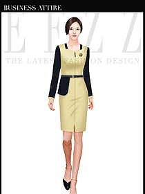 淺黃色連衣裙款時尚促銷服服裝款式圖1000