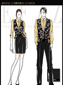 原創制服設計淺黃色男女款KTV夜總會服務員服裝款式圖609