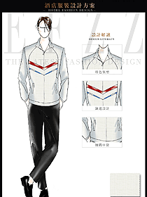 白色長(zhǎng)袖男款SPA會(huì)所服務(wù)生制服設(shè)計(jì)圖605
