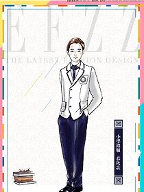 原創設計白色小學生禮服校服制服款式圖033