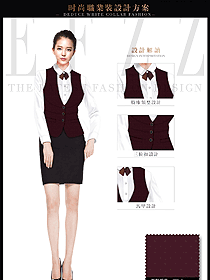 原創(chuàng)設(shè)計暗紅色女職業(yè)裝馬夾服裝款式圖339