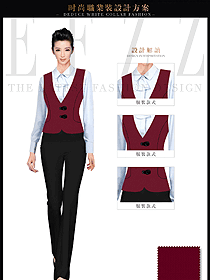 時尚棗紅色女職業裝馬夾服裝款式圖341