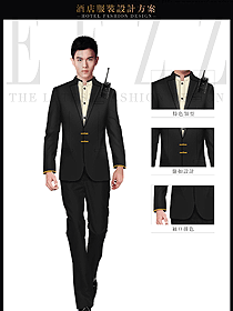 原創制服設計黑色男款保安服西裝款式圖077