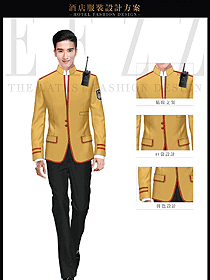 原創(chuàng)制服設(shè)計亮黃色男款保安服西裝款式圖080