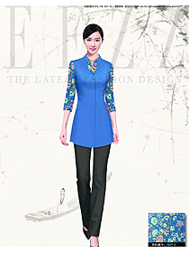 原創(chuàng)制服設計淺藍色女款酒店民族特色服裝款式圖203