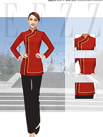 時尚紅色女款酒店民族特色服裝款式設計圖223
