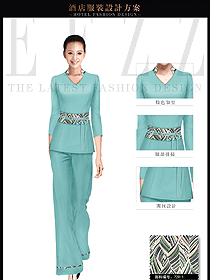 時尚淺藍(lán)色女款美容SPA會所服務(wù)生服裝款式圖616