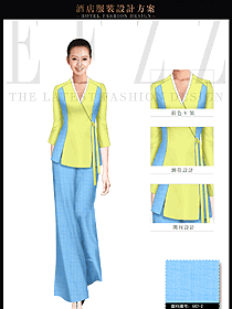 時尚淺黃色女款美容SPA會所服務生服裝款式圖622