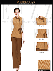 時尚金橙色女款美容SPA會所服務生服裝款式圖625