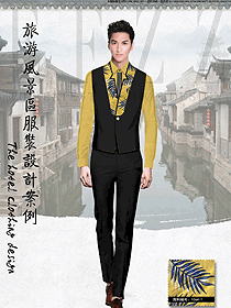 新款淺黃色長袖男款西餐服務員制服設計圖1274