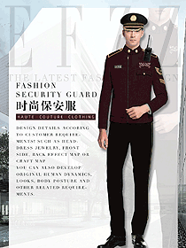 原創制服設計暗紅色長袖男款保安服夾克設計圖328