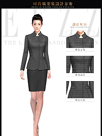 時尚灰色女秋冬職業裝服裝設計圖1504
