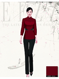 新款棗紅色長袖女款民族特色酒店服裝款式圖213