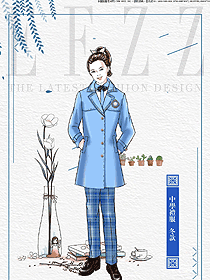 原創設計淺藍色女款學生服校服款式圖047