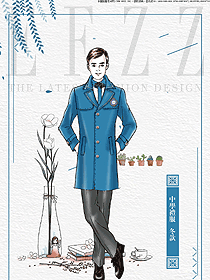 時尚淺藍色男款學生服校服款式設計圖048