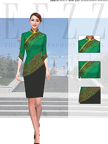 新款綠色長裙款民族特色酒店服裝款式圖224