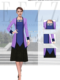 淺紫色女款民族特色酒店服裝款式圖236